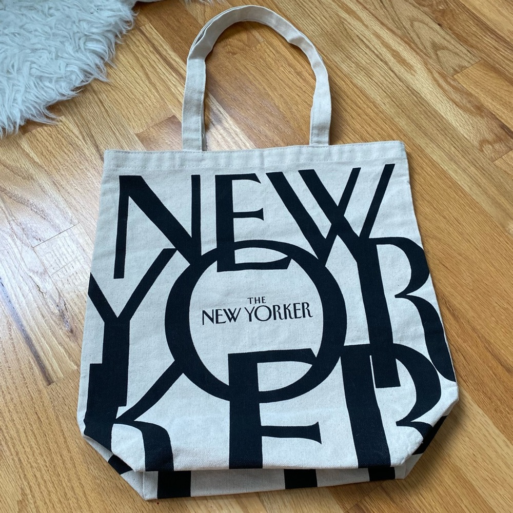 New Yorker NEW Black and Cream Iconic Canvas Tote Bag